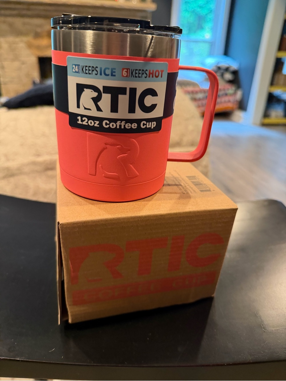 NEW in Box Rtic coral 🪸 12oz travel mug w/ handle and flip lid double walled